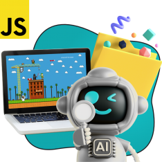 Язык программирования JavaScript + AI. Проектное обучение + геймификация + AI-помощники - КИБЕРшкола программирования для детей, компьютерные курсы для школьников, начинающих и подростков - KIBERone г. Павлово